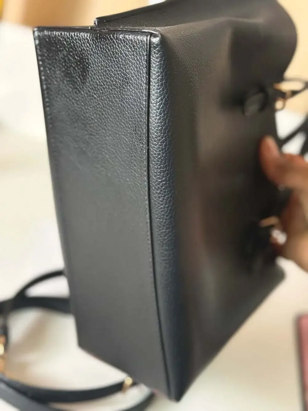 Coach Mollie Tote 25 In Black Leather With True Red Interior